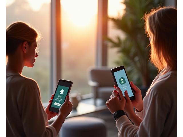 A diverse group of adults aged 35+ interacting with a sleek, minimalist health app on various devices, with a subtle overlay of a wellness coach's supportive hand, illustrating the blend of tech and human touch.