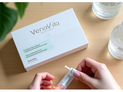 VeraVita Wellness at-home genetic testing kit with a person holding a swab