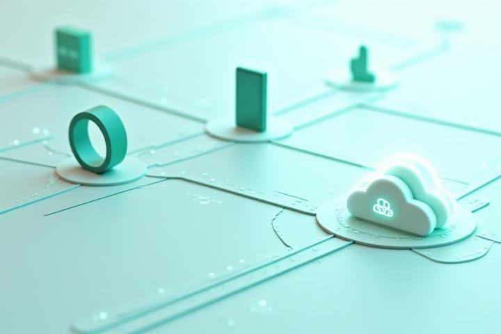 Abstract depiction of data flowing seamlessly between various device icons (watch, phone, cloud, heart rate monitor) towards a central, secure database, implying integrated health tracking.